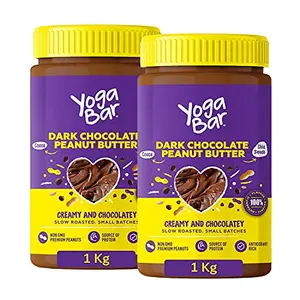 Yogabar Dark Chocolate Peanut Butter| Creamy & Chocolatey | Slow Roasted | Non-GMO Premium Peanuts - 1kg Each