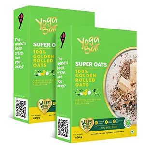 Yogabar Super Oats Premium Golden 100% Rolled Oats | Pack of 2 | 400gm Each