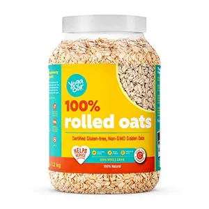 Yogabar 100% Rolled Oats 1.2 kg | Premium Golden Rolled Oats Gluten Free Oats with High Fibre 100% Whole Grain Non GMO | Healthy Food with No Added Sugar | Diet Food for Weight Loss - 1.2kg