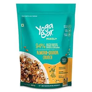 Yogabar Wholegrain Breakfast Muesli - Almond + Quinoa Crunch 400g