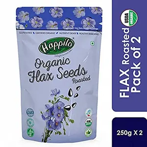 Happilo Premium Organic Authentic Flax Seeds Roasted 250g ( Pack of 2 )