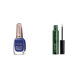 Lakme  Insta Eye Liner Blue 9 ml And Absolute Shine Line Eye Liner Sparkling Olive 4.5 ml
