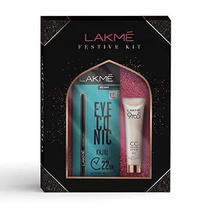 Lakme Festive Kit- 9 to 5 CC Cream Beige 20 g & Lakme Eyeconic Kajal 0.35g 2 Pieces