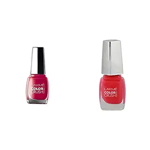 Lakme True Wear Color Crush Nail Color Red 24 9ml & True Wear Color Crush Nail Color Pink 21 9ml