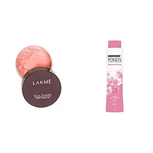 Lakme Rose Face Powder Warm Pink 40g And POND'S Dreamflower Fragrant Talcum Powder Pink Lily 400 g