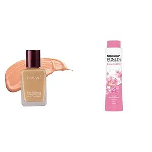Lakme Perfecting Liquid Foundation Pearl 27ml And POND'S Dreamflower Fragrant Talcum Powder Pink Lily 400 g