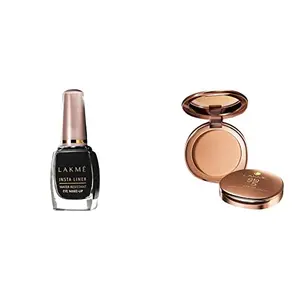 Lakme Insta Eye Liner Black 9ml And Lakme 9 to 5 Flawless Matte Complexion Compact Melon 8g