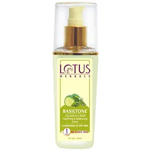 Lotus Herbals Basiltone Clarifying & Balancing Skin Toner | With Cucumber & Basil | For Combination & Oily Skin | 100ml