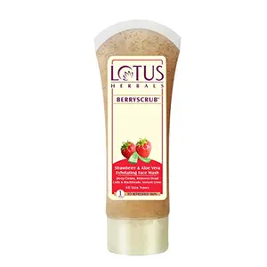Lotus Herbals Berryscrub Strawberry & Aloe Vera Exfoliating Face Wash | Deep Cleaning | Blackhead Removal | For All Skin Types | 120g