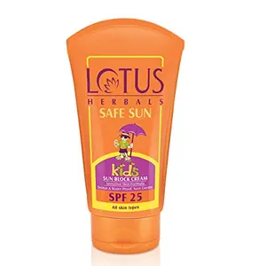 Lotus Herbals Safe Sun Kids Sunblock Cream SPF 25 Sensitive Skin Formula Sweat & Waterproof Sunscreen 100g