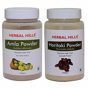 Herbal Hills Amla Powder and Haritaki Powder - 100 gms each for healthy digestion and immunity booster