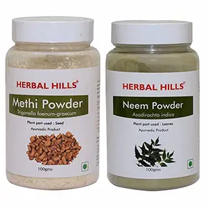 Herbal Hills Methi Seed Powder and Neem patra powder - 100 gms each for sugar control joint care blood purifier and sugar control
