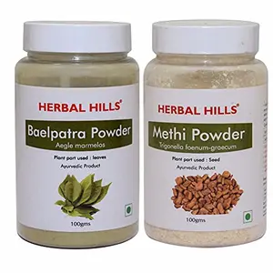 Herbal Hills Baelpatra Powder and Methi Seed Powder - 100 gms each for sugar control healthy digestion blood sugar control and joint care