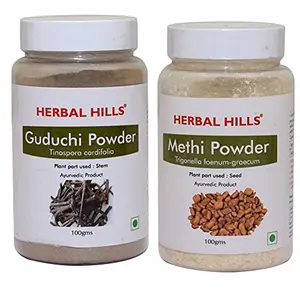 Herbal Hills Guduchi Powder and Methi Seed Powder - 100 gms each for immunity booster sugar control and joint care