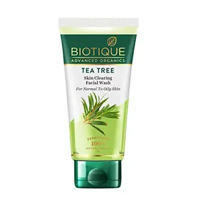Biotique Tea Tree Skin Clearing Normal to Oily Skin Face Wash 150 ml | Treats Acne Pimples Clear Skin | Paraben & SLS Free