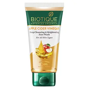 Biotique Apple Cider Vinegar Deep Cleansing Face Wash for All Skin Types 150ml | Deep Cleansing & Exfoliation | 100% Botanical Extracts