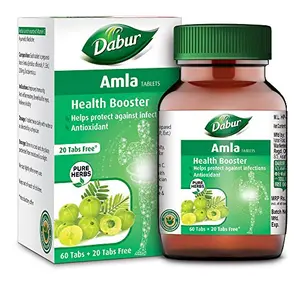 DABUR Amla Tablet - Health Booster | Rich in Antioxidants | Provides Protection against Infections (60 + 20 tablets Free)
