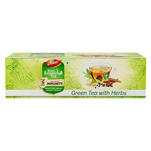 Dabur Vedic Suraksha Green Tea - 100 Tea Bags : Immunity Booster with The Goodness of 5 Ayurvedic Herbs