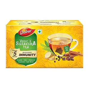 Dabur Vedic Suraksha Black Tea - 25 tea bags : Immunity Booster with the Goodness of 5 Ayurvedic Herbs