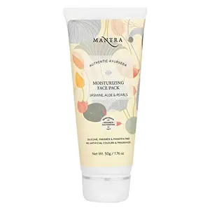 Mantra Authentic Ayurveda Jasmine Aloe And Pearls Herbal Moisturizing Face Pack Free From Chemicals Silicon Paraben And Paraffin (50 G / 1.76 Oz)