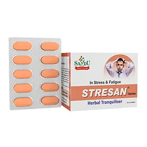 Sandu Stresan | Ayurvedic Medicine For Relief From Anxiety & Stress Reliever | 120 Tabs (12 x 10 Tabs)