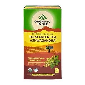 ORGANIC INDIA TULSI GREEN TEA ASHWAGANDHA - 25 INFUSION BAGS
