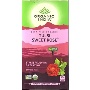 ORGANIC INDIA Tulsi Sweet Rose Infusion Tea - 25 Tea Bags (Pack of 2)