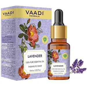 VAADI HERBALS Lavender Essential Oil - Prevents Hairfall Relieves Stress Soothes Skin - 100% Pure Therapeutic Grade 10 ml