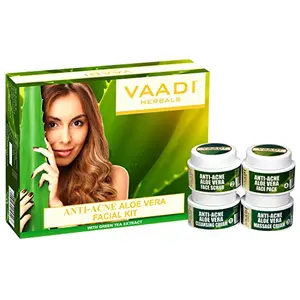 Vaadi Herbals Anti Acne Aloe Vera Facial Kit with Green Tea Extract 70g