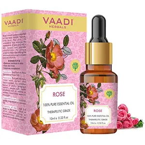 VAADI HERBALS Rose Essential Oil - Improves Complexion Evens Skin Tone - 100% Pure Therapeutic Grade 10 ml