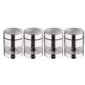 BERGNER Steel Storage Jar - 350 ML 4 Pieces Transparent