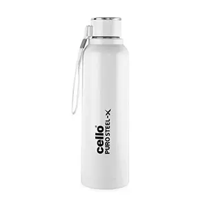 Cello Puro Steel-X Benz Water Bottle with Inner Steel and Outer Plastic 900 ml (White)