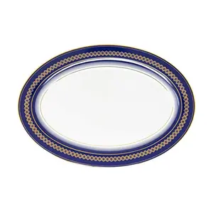 Bergner Bone China Admiralty Oval Plate 35.5 cm Standard Navy Blue