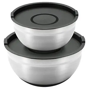 BERGNER Stainless Steel Solid Bowl Set with Lid - 4L Set of 4 Silver