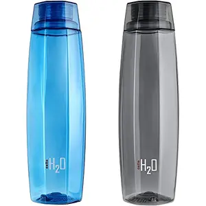 Cello H2O Octa 1 Litre Water Bottle Set of 2 Assorted Plastic