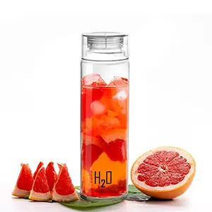 Cello H2O Soda-lime Glass Fridge Water Bottle with Plastic Cap 1000ml Clear