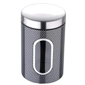 Bergner Carbon TT Stainless Steel Canister With Lid (1 Litre Silver)