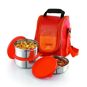 Cello Plastic Max Fresh Fresh Matiz Lunch Box (375ml Orange) - Set of 3