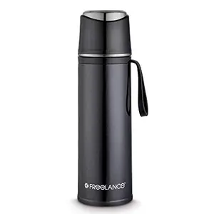 Freelance Durango Vacuum Insulated Hot & Cold Stainless Steel Flask Water Beverage Travel Bottle 450 ml Black (1 Year Warranty)