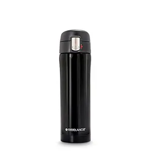 Freelance Wind Vacuum Insulated Stainless Steel Flask Water Beverage Travel Bottle 450 ml Black (1 Year Warranty)