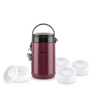 Freelance Vacuum Insulated Stainless Steel Lunch Box Tiffin Food Container 1900 ml Maroon (1 Year Warranty)