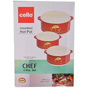 Cello Chef 3 pcs Insulated Hot Pot Casserole Gift Set Maroon