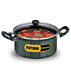 Hawkins Futura Nonstick Cook-n-Serve Stewpot with Glass Lid Capacity 3 Litre Diameter 20 cm Thickness 3.25 mm Black (NST30G)