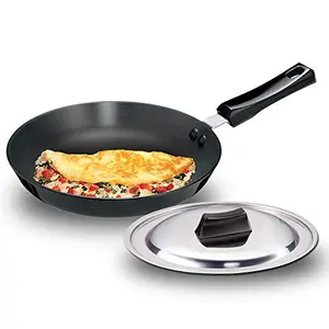 Hawkins Futura Hard Anodised Frying Pan with Stainless Steel Lid Capacity 1.5 Litre Diameter 25 cm Thickness 4.06 mm Black (AF25S)