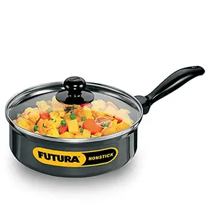 Hawkins NCP20G Futura Nonstick Curry Saute Pan with Glass Lid (Capacity 2 L Diameter 20cm Thickness 3.25 mm Black) (Q62)