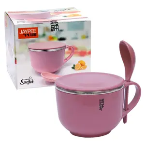 Jaypee Plus Stainless Steel Solid Soup Container with Lid & Spoon Holder Soup-tok - Pink