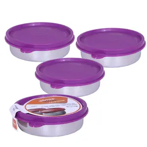 Jaypee UltimaÂ Round Steel Container 4 pieces 200 ml each Voilet