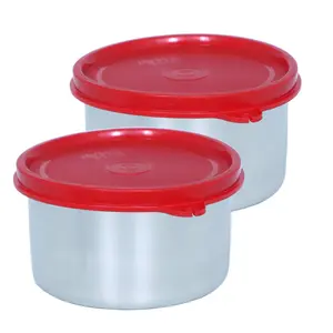 Jaypee UltimaÂ Round Steel Container 2 pieces 500ml each Red