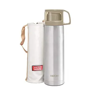 Milton Glassy 1000 Thermosteel 24 Hours Hot & Cold Water Bottle with Drinking Cup Lid 1 Litre Grey