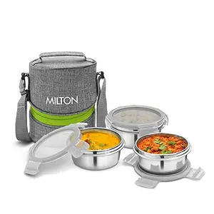 Milton Chic 3 Stainless Steel Tiffin Box with Jackets (3 Containers) Grey